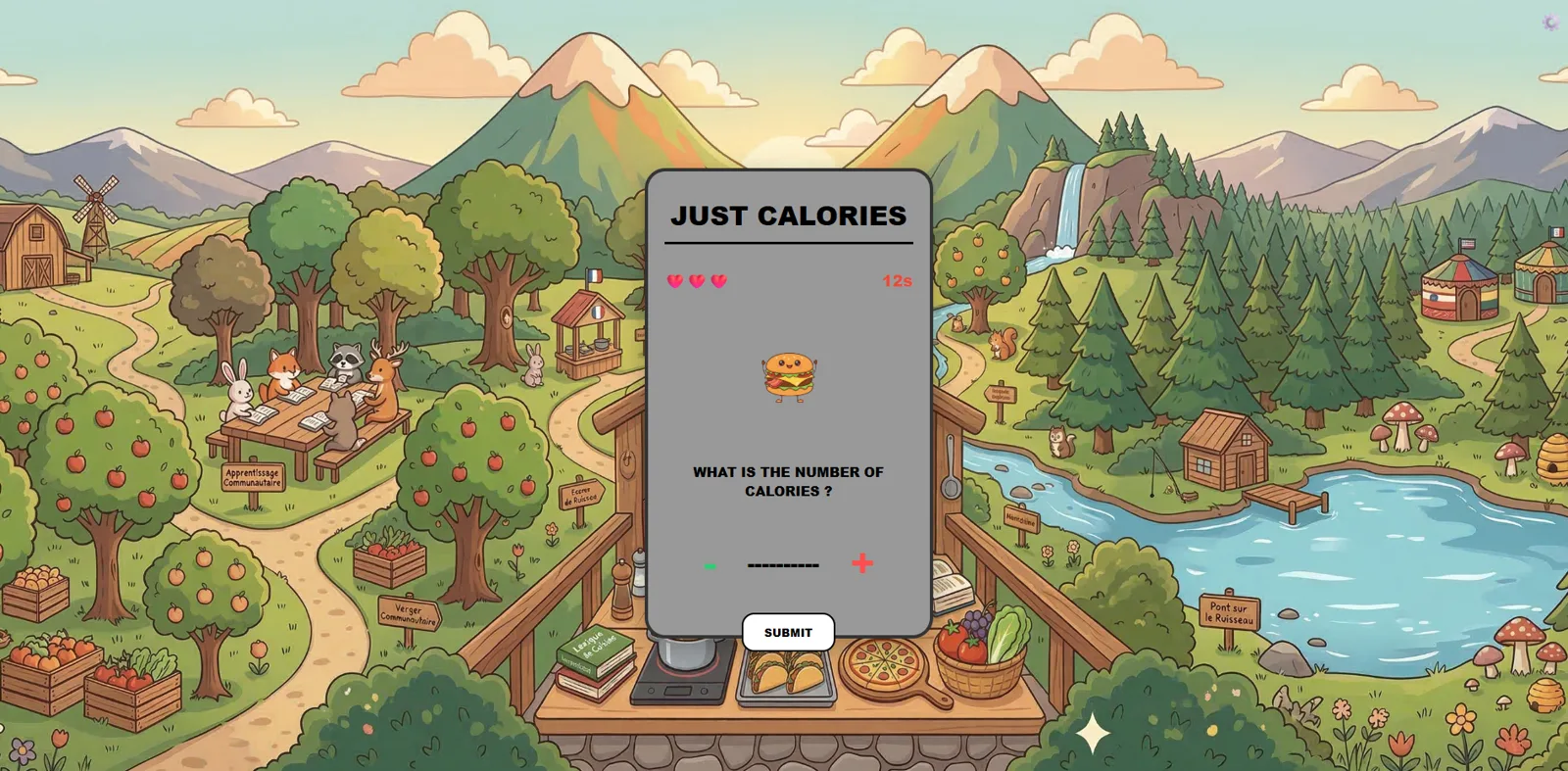 Écran de jeu de l'application LinguaFood